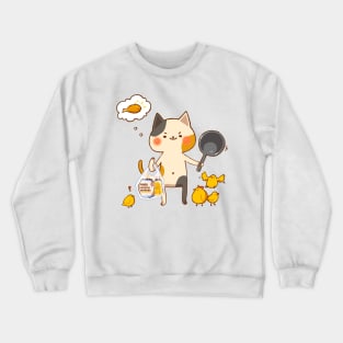 Cat ready for fried chicken Crewneck Sweatshirt